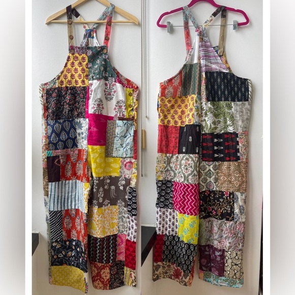 KATHMANDU IMPORTS COLORFUL BOHEMIAN PATCHWORK HAREM JUMPSUIT OVERALLS OS NEW - Picture 4 of 11